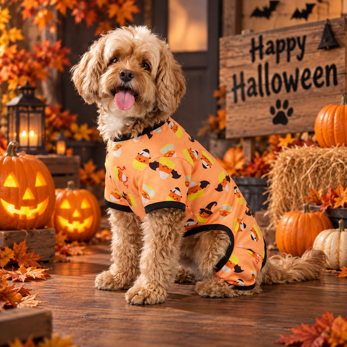 Candy Corn Halloween Dog Pajamas