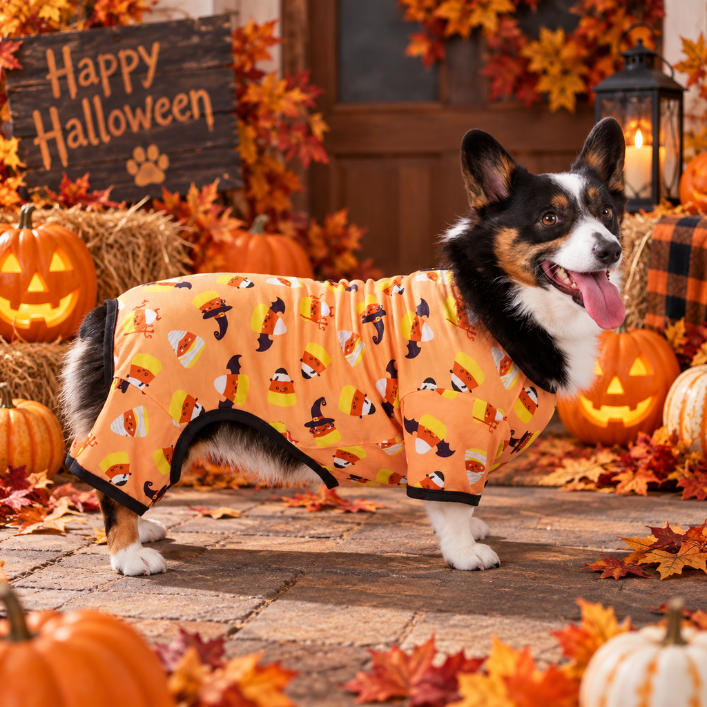 Candy Corn Halloween Dog Pajamas
