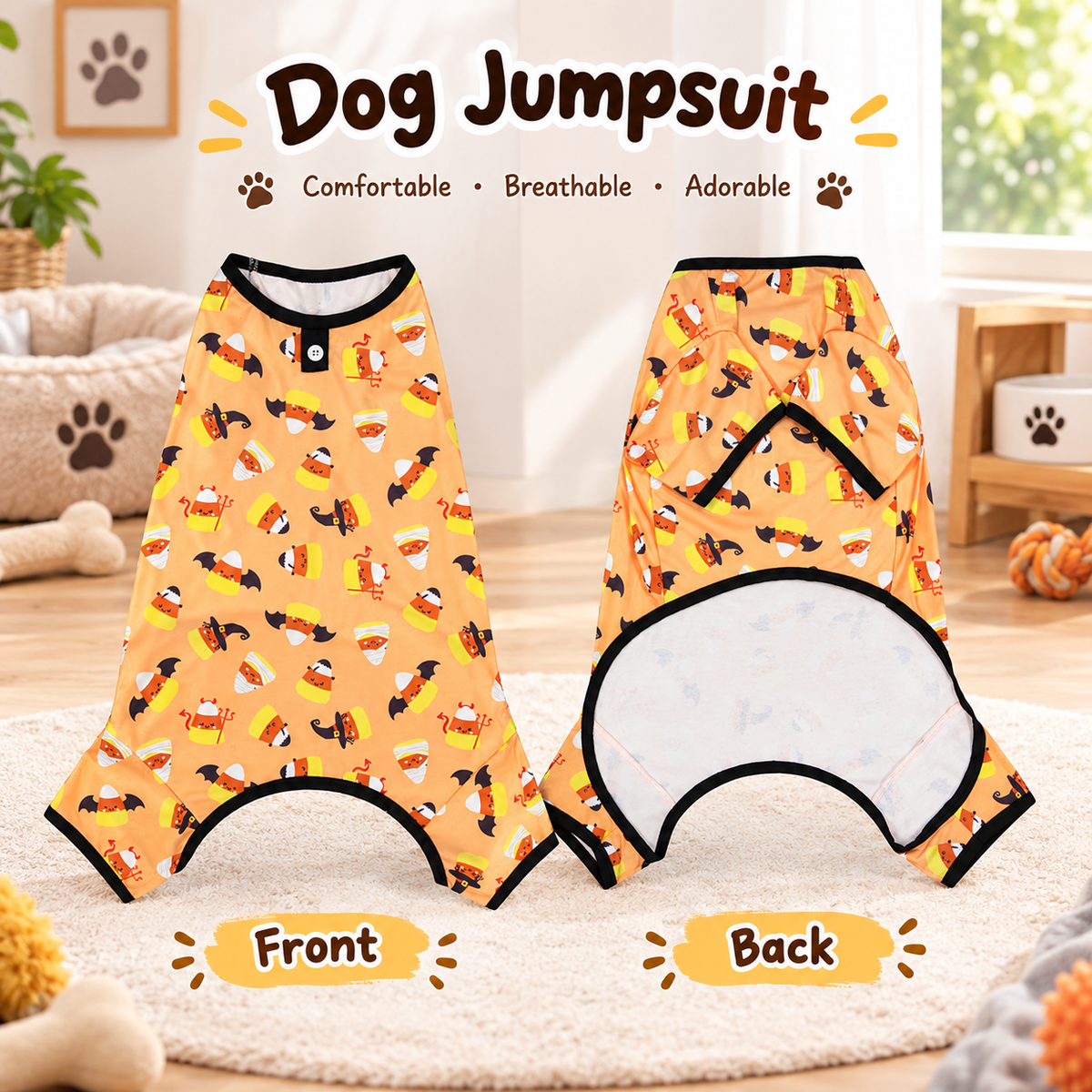 Candy Corn Halloween Dog Pajamas
